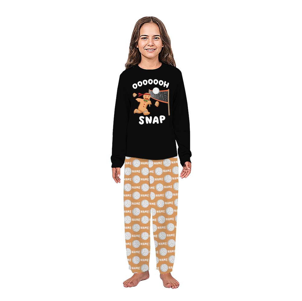 Volleyball Gingerbread Matching Family And Dog Pajamas With Custom Name 4